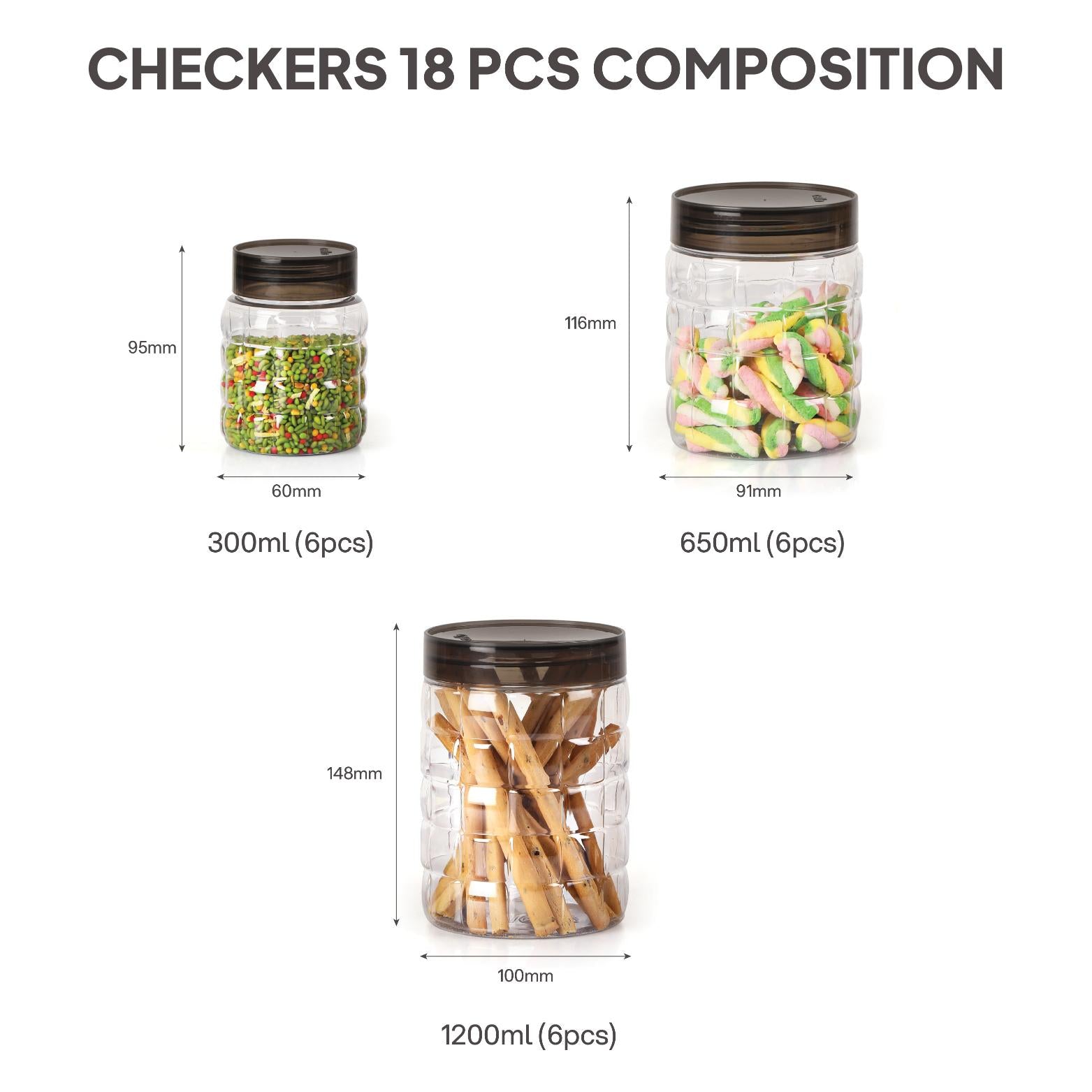 Checkers PET Containers, 18 Pcs Set Set of 18