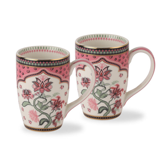 Chitrakala White Mug, Mirage Series, Set of 2