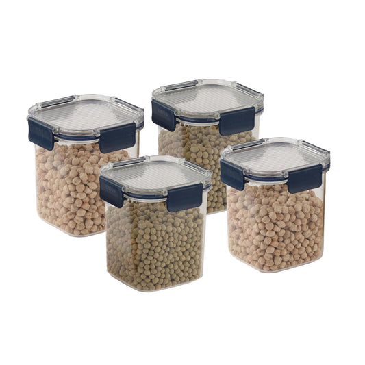 Stack Lock Glass Storage Jar, Set of 4 Blue