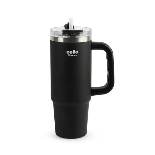 Quench Pro 900 Insulated Travel Tumbler with Handle, Lid & Straw Black / 900ml