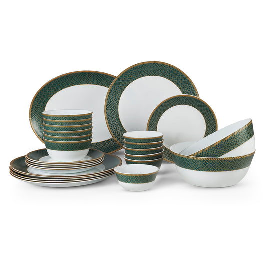 Solitaire Opalware Dinner Set, Emerald 27 Pcs