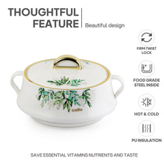 Midas Insulated Casserole Set of 3, 500ml+1000ml+1500ml White / 500ml+1000ml+1500ml