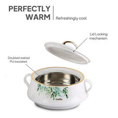 Midas Insulated Casserole Set of 3, 500ml+1000ml+1500ml White / 500ml+1000ml+1500ml