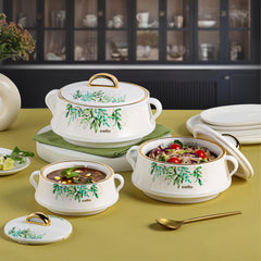 Midas Insulated Casserole Set of 3, 500ml+1000ml+1500ml White / 500ml+1000ml+1500ml