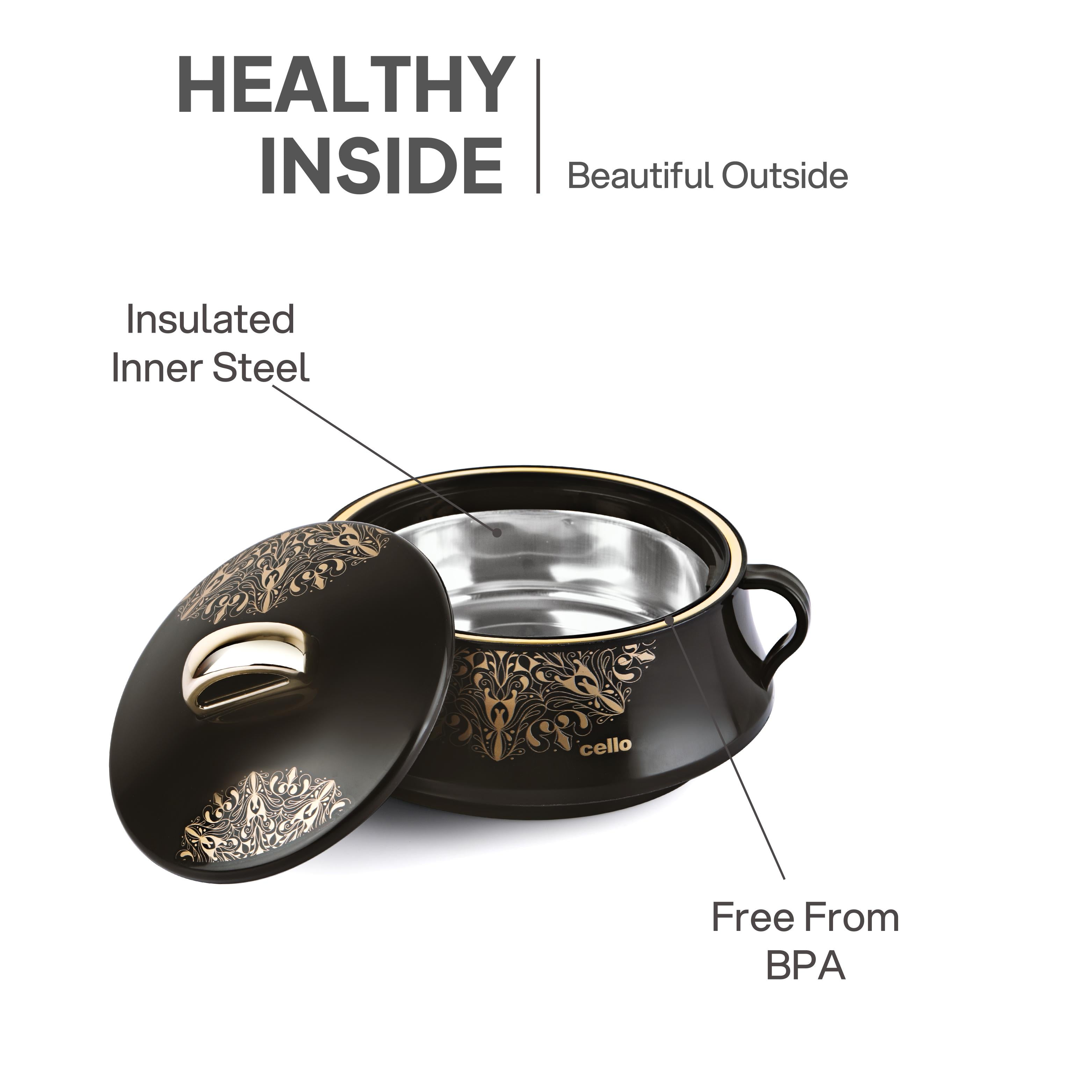 Midas Insulated Casserole Set of 3, 500ml+1000ml+1500ml Black / 500ml+1000ml+1500ml