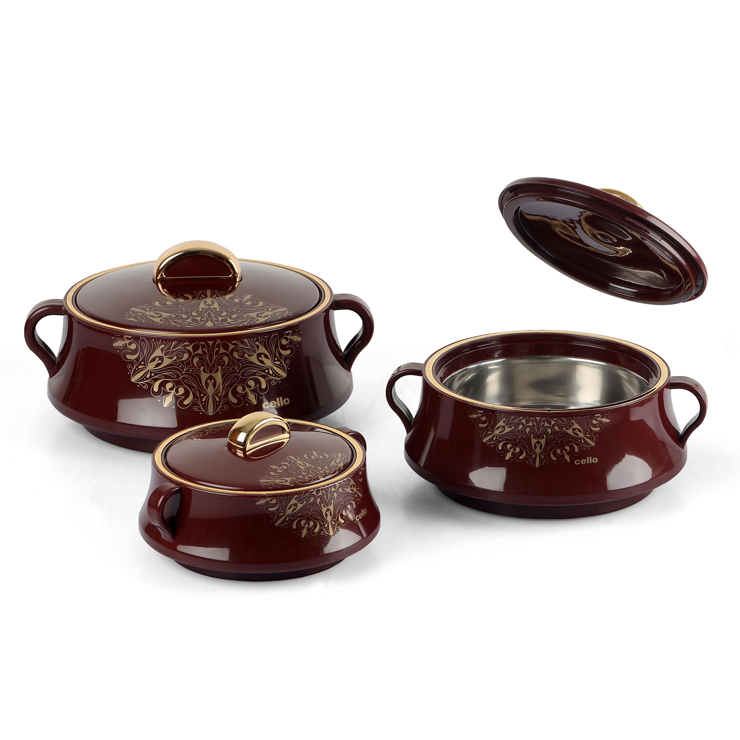 Midas Insulated Casserole Set of 3, 500ml+1000ml+1500ml Brown / 500ml+1000ml+1500ml