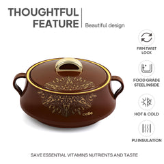 Midas Insulated Casserole Set of 3, 500ml+1000ml+1500ml Brown / 500ml+1000ml+1500ml