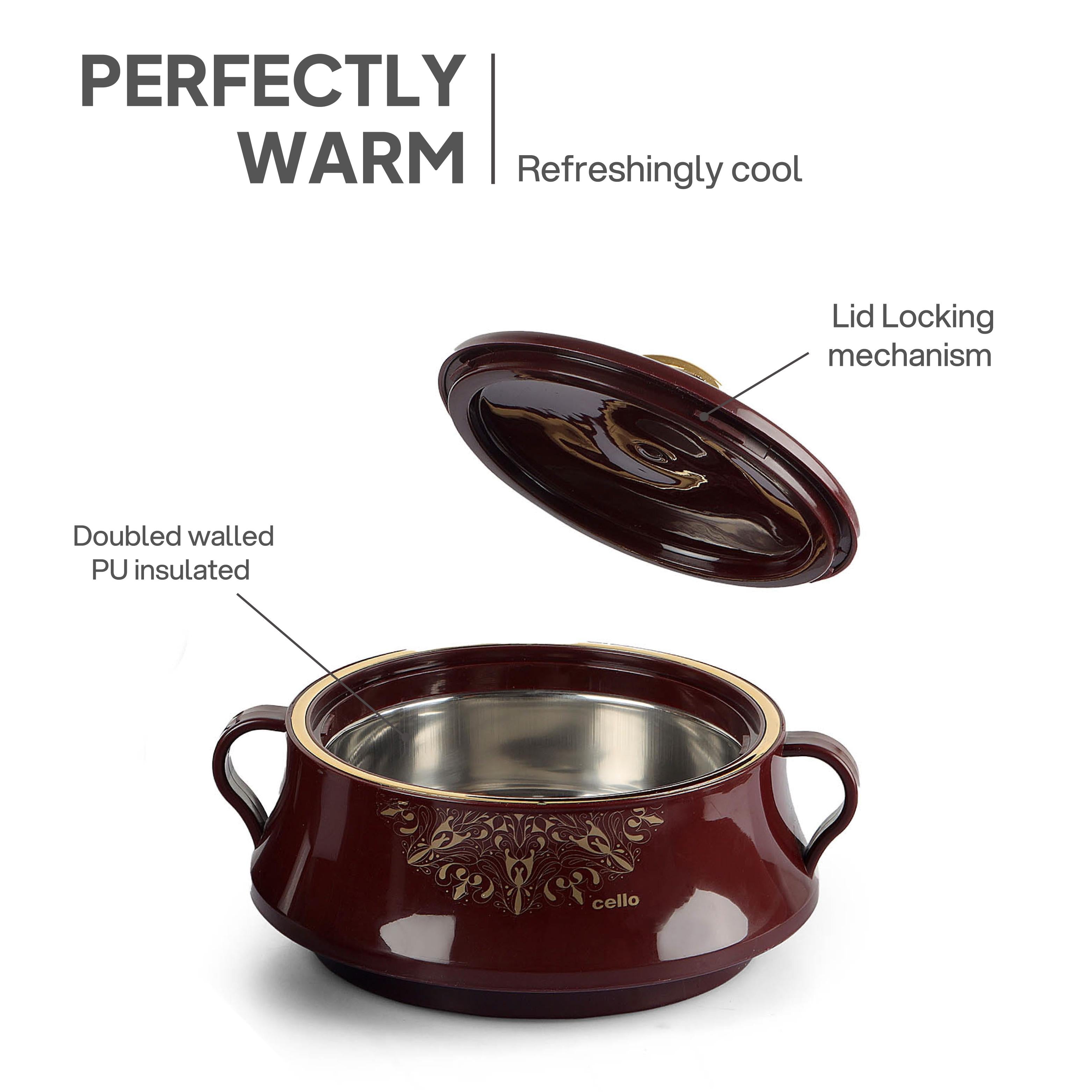 Midas Insulated Casserole Set of 3, 500ml+1000ml+1500ml Brown / 500ml+1000ml+1500ml