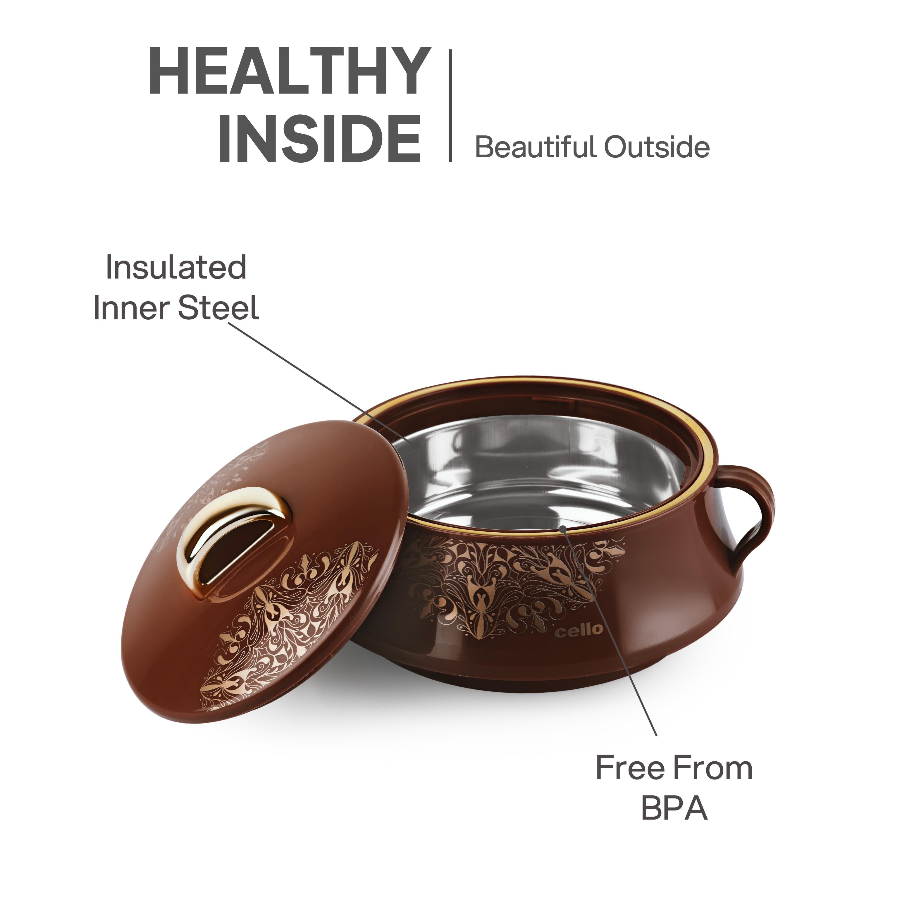 Midas Insulated Casserole Set of 3, 500ml+1000ml+1500ml Brown / 500ml+1000ml+1500ml