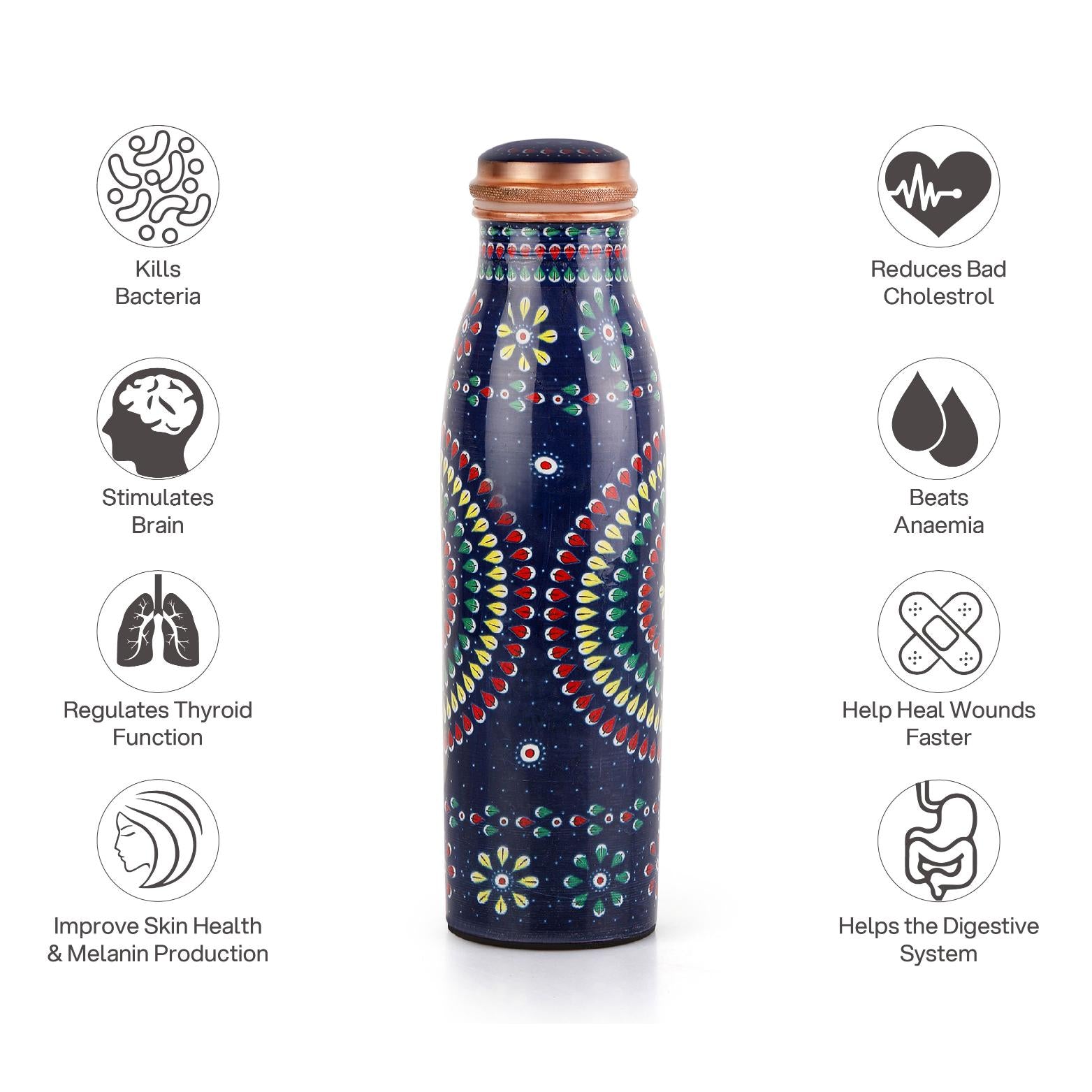 Cop- Pura Good Earth Copper Bottle,1000 ml Mandala / 1000 ml