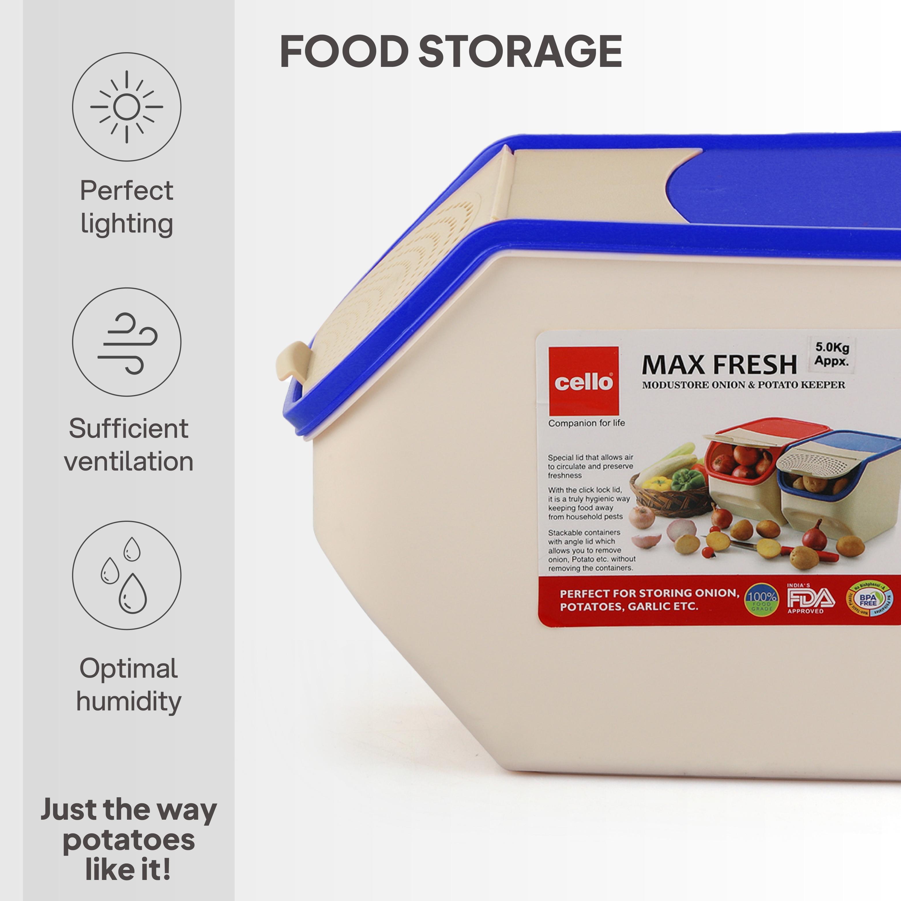 Max Fresh Modustore Plastic Onion And Potato Keeper Blue