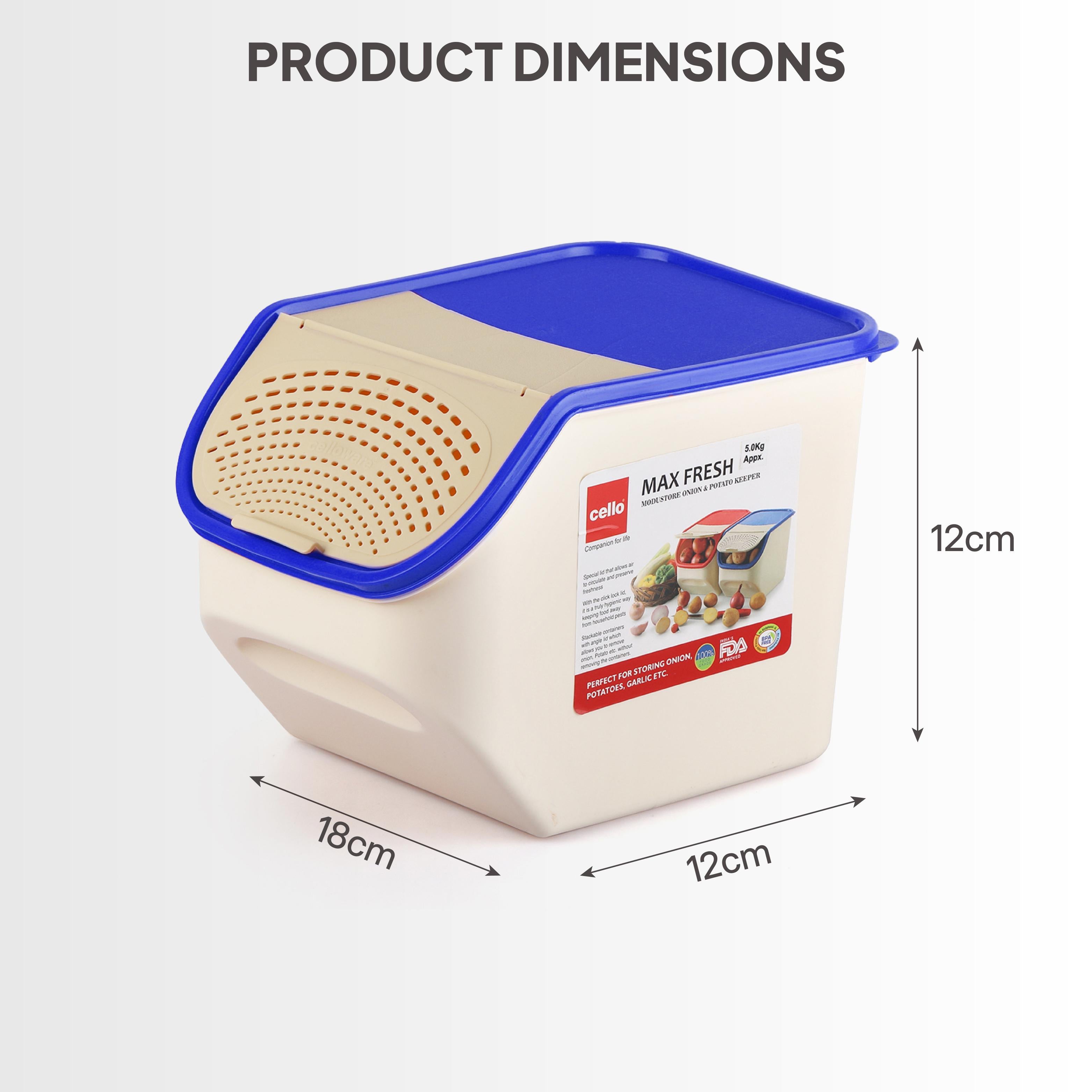 Max Fresh Modustore Plastic Onion And Potato Keeper Blue