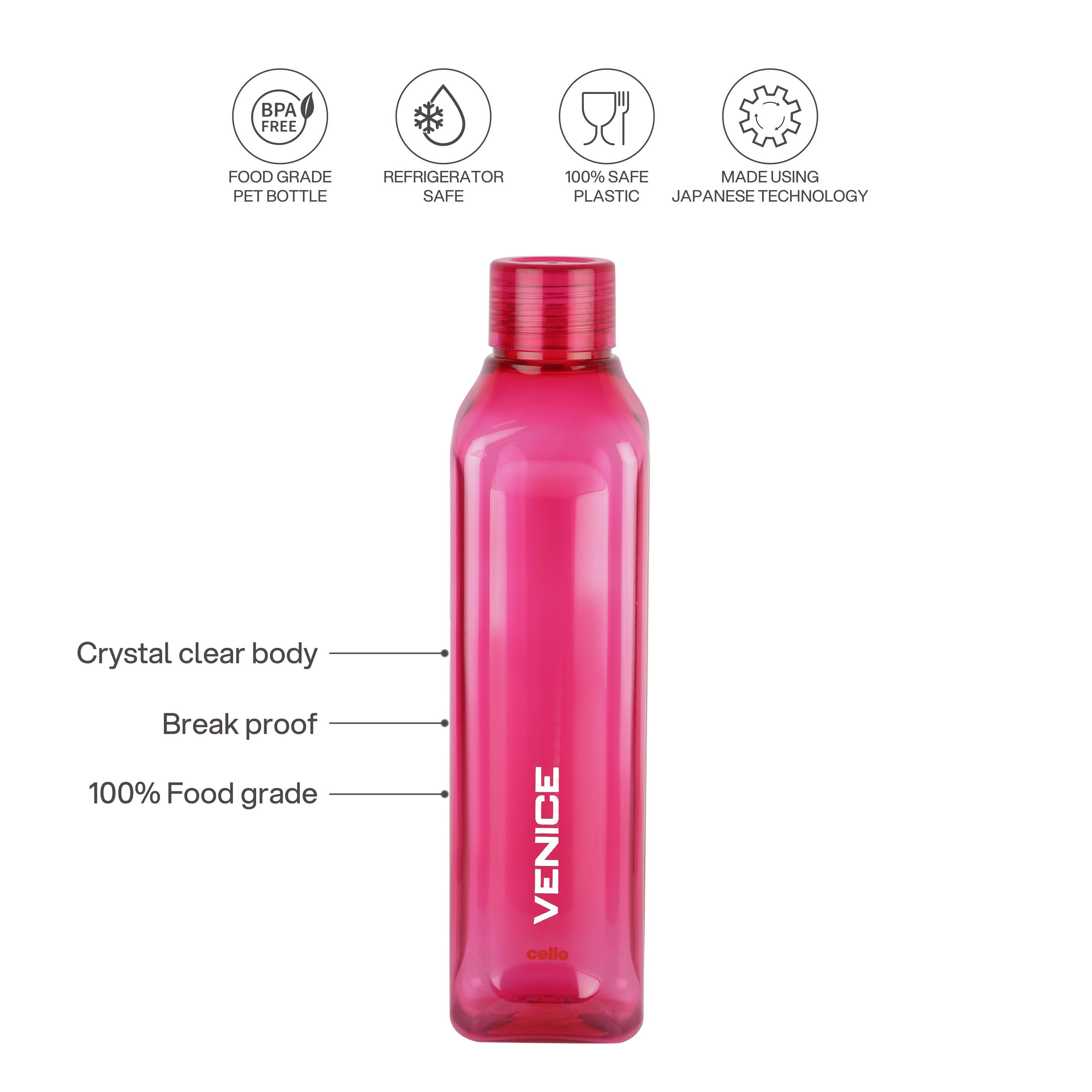 Venice Plastic Water Bottle, Multicolour Multicolour / 5 Pieces