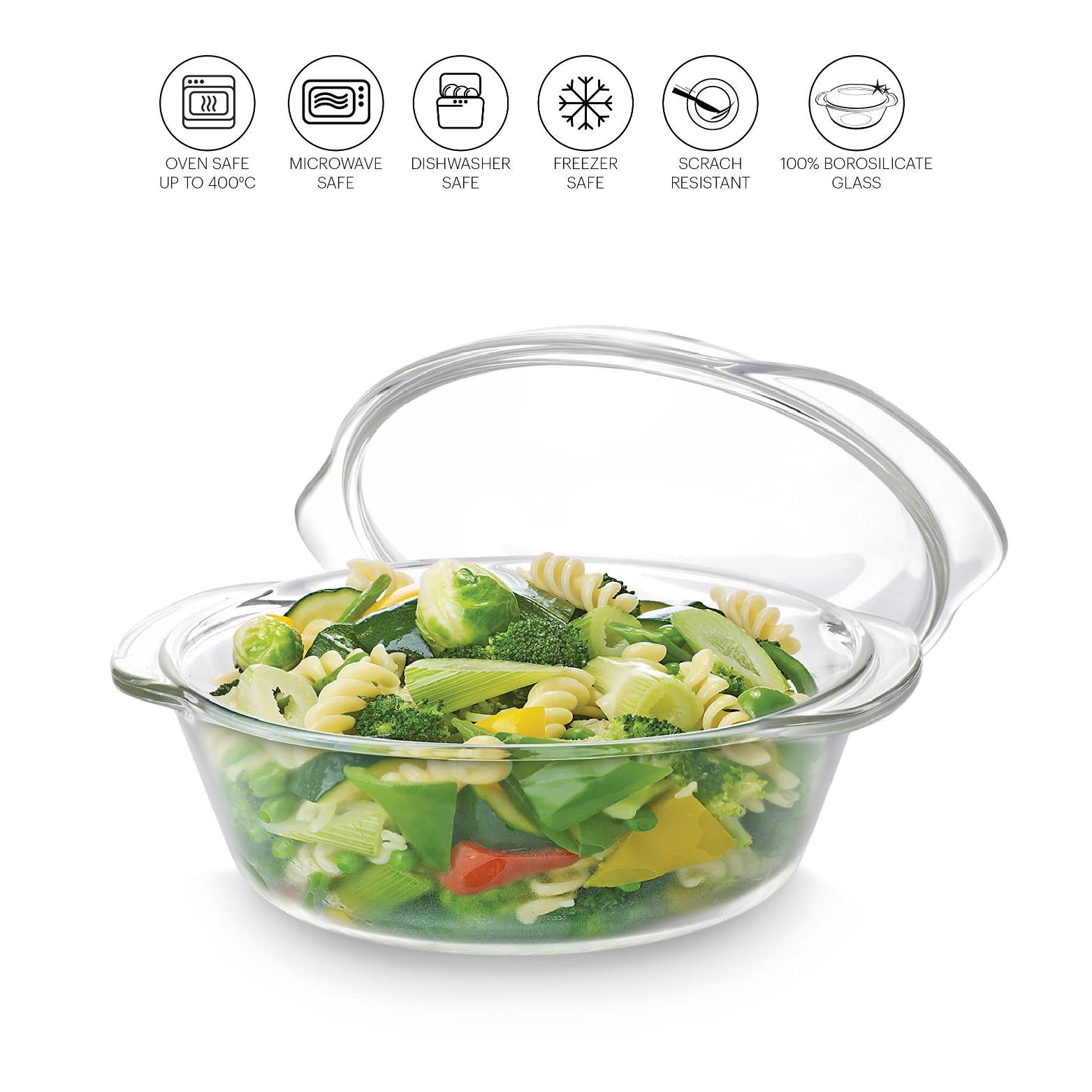 Angelica Deep Round Casserole With Lid 2000ml
