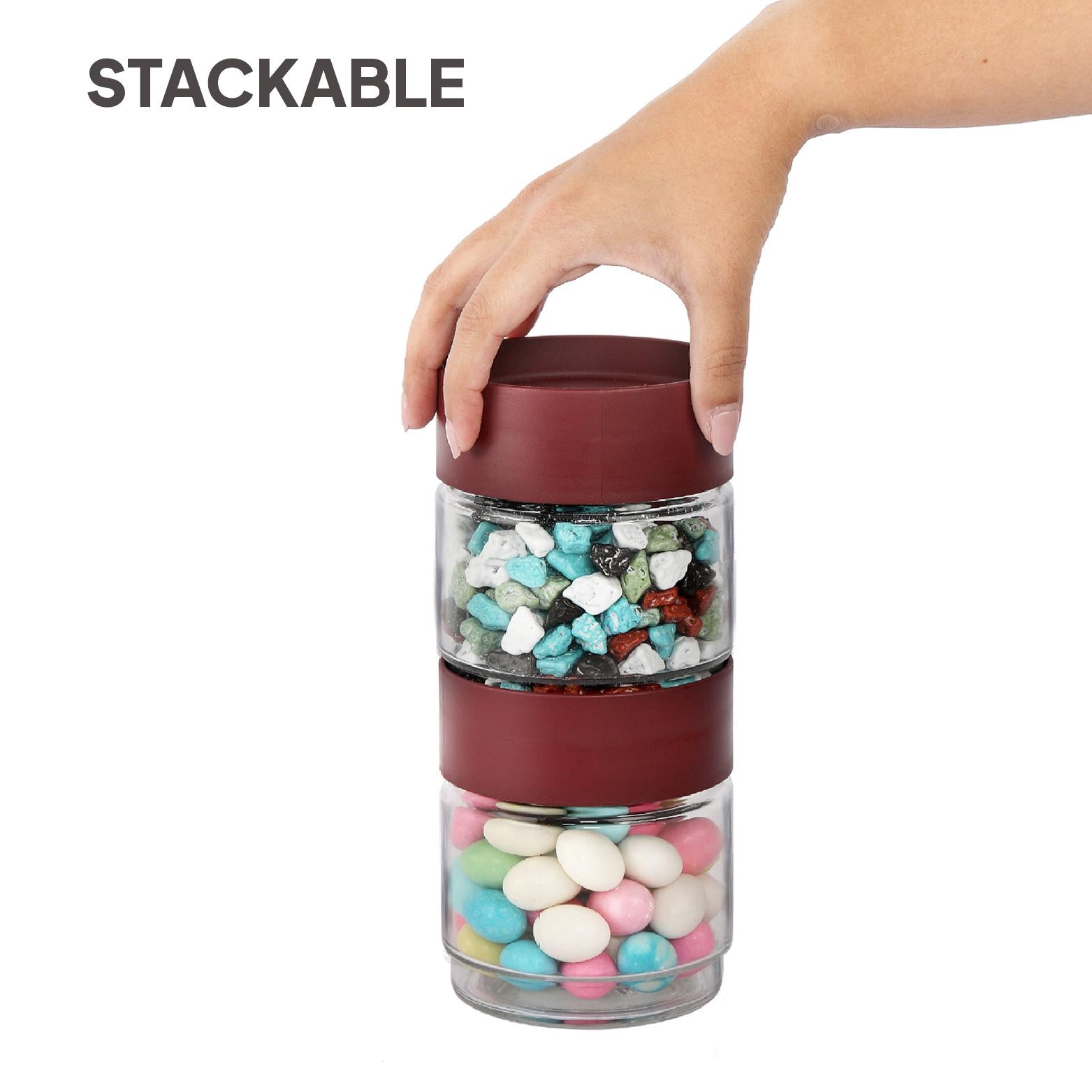 Modustack Glassy Storage Jar Maroon / 500 ml x 6