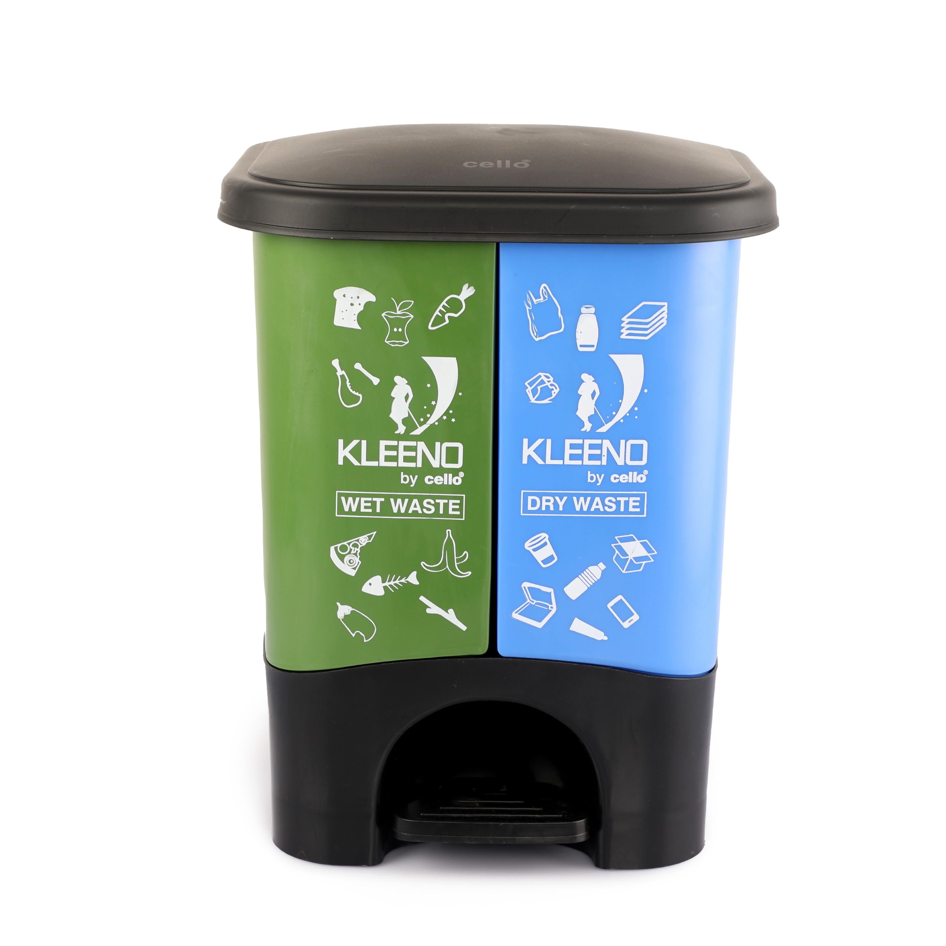 Duo Dustbin for Dry and Wet Garbage Green Blue / 20 Litre