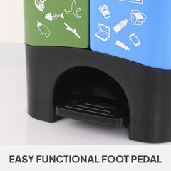 Duo Dustbin for Dry and Wet Garbage Green Blue / 20 Litre