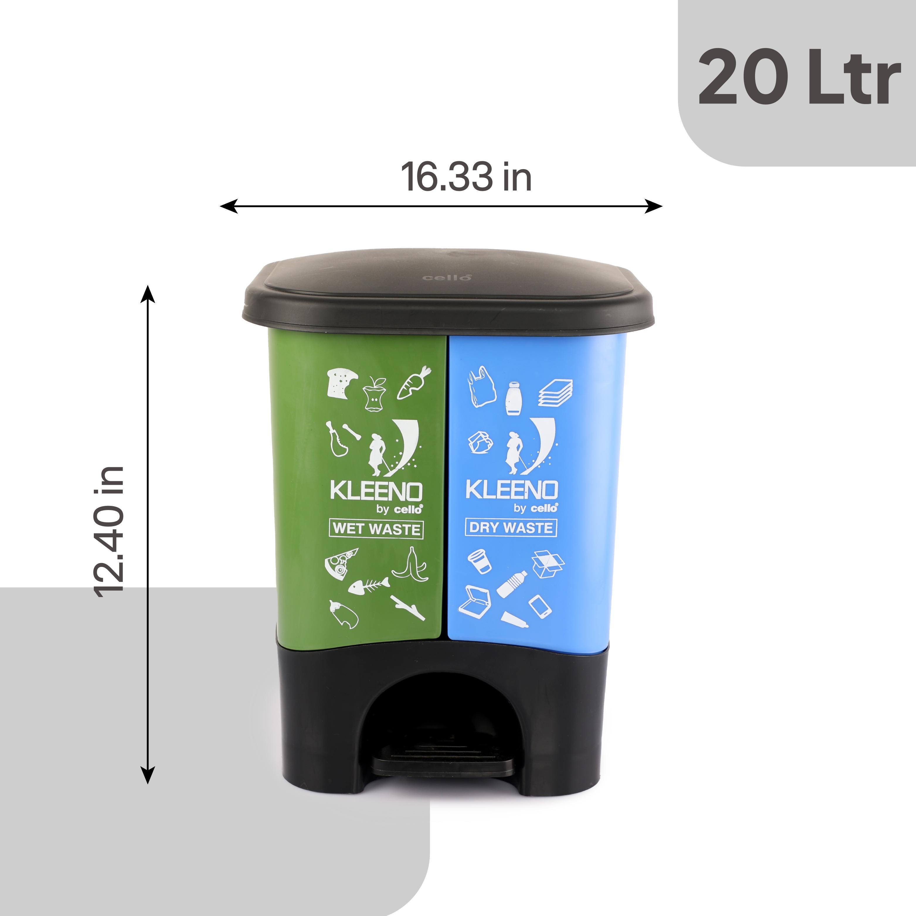 Duo Dustbin for Dry and Wet Garbage Green Blue / 20 Litre