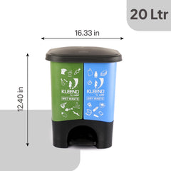Duo Dustbin for Dry and Wet Garbage Green Blue / 20 Litre