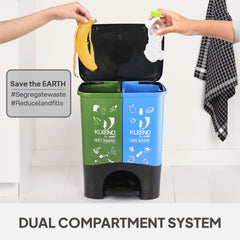 Duo Dustbin for Dry and Wet Garbage Green Blue / 20 Litre