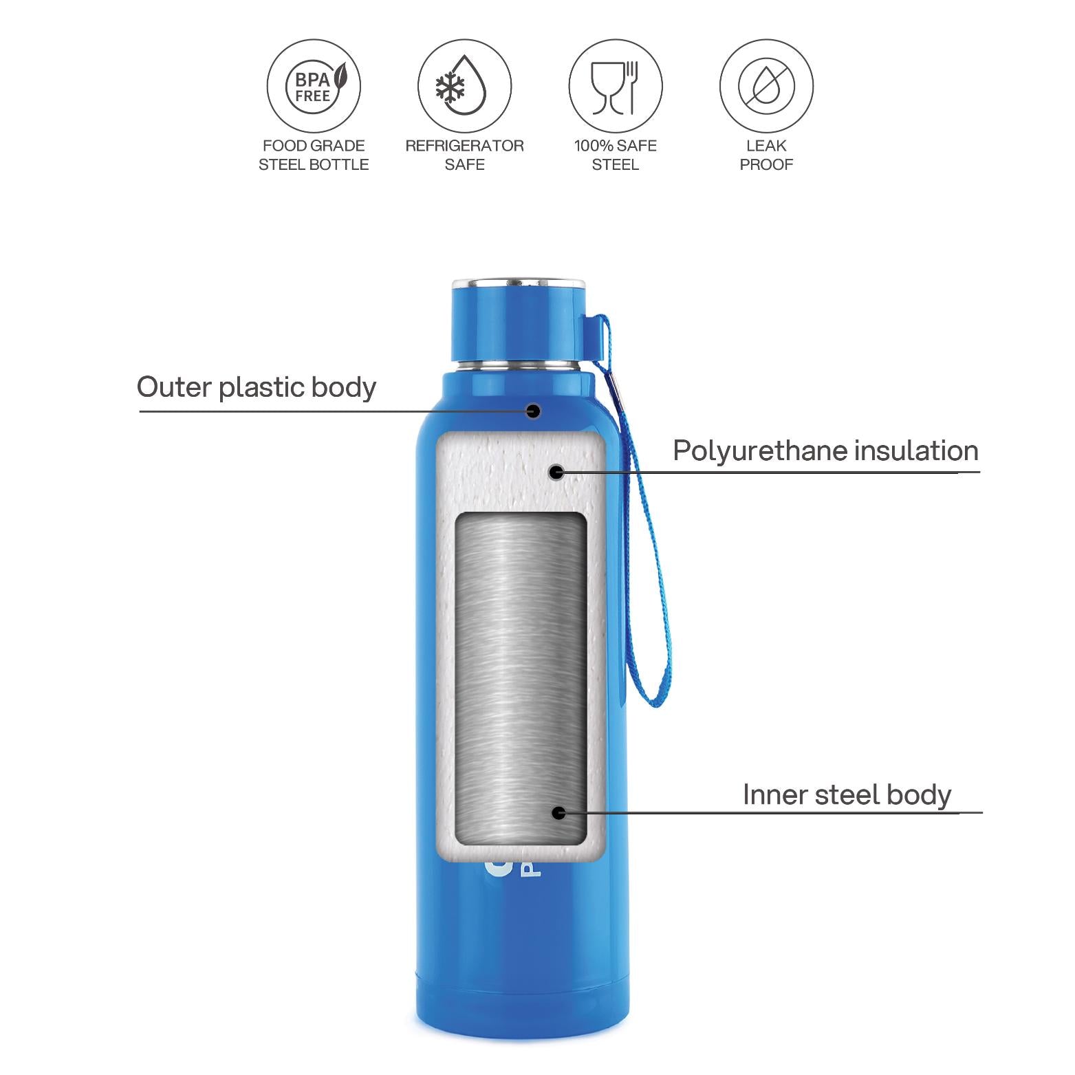 Puro Steel X Benz 600 Insulated bottle, 620 ml Blue / 620 ml