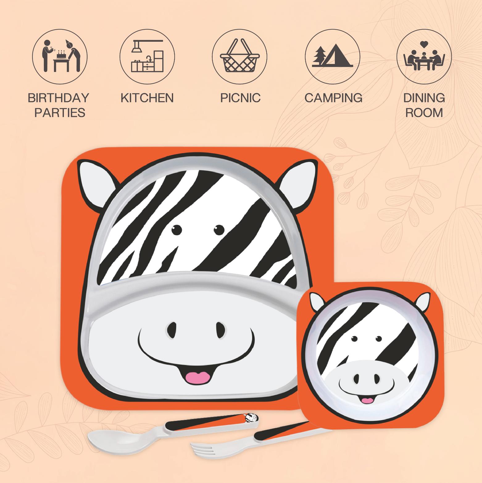 Hop In the Zoo Kids Melamine Plate Zebra