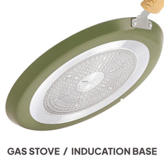 Woody Non-Stick Cookware Set Induction Base, 4 Pc Green