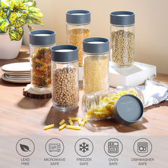 Modustack Glassy Storage Jar Grey / 1 Litre x 6