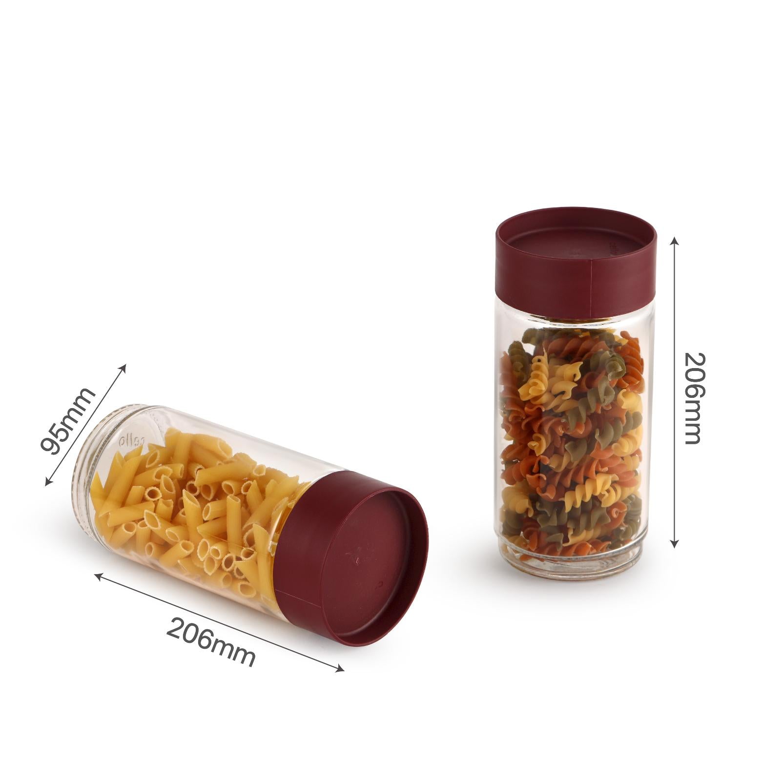 Modustack Glassy Storage Jar Maroon / 1 Litre x 6