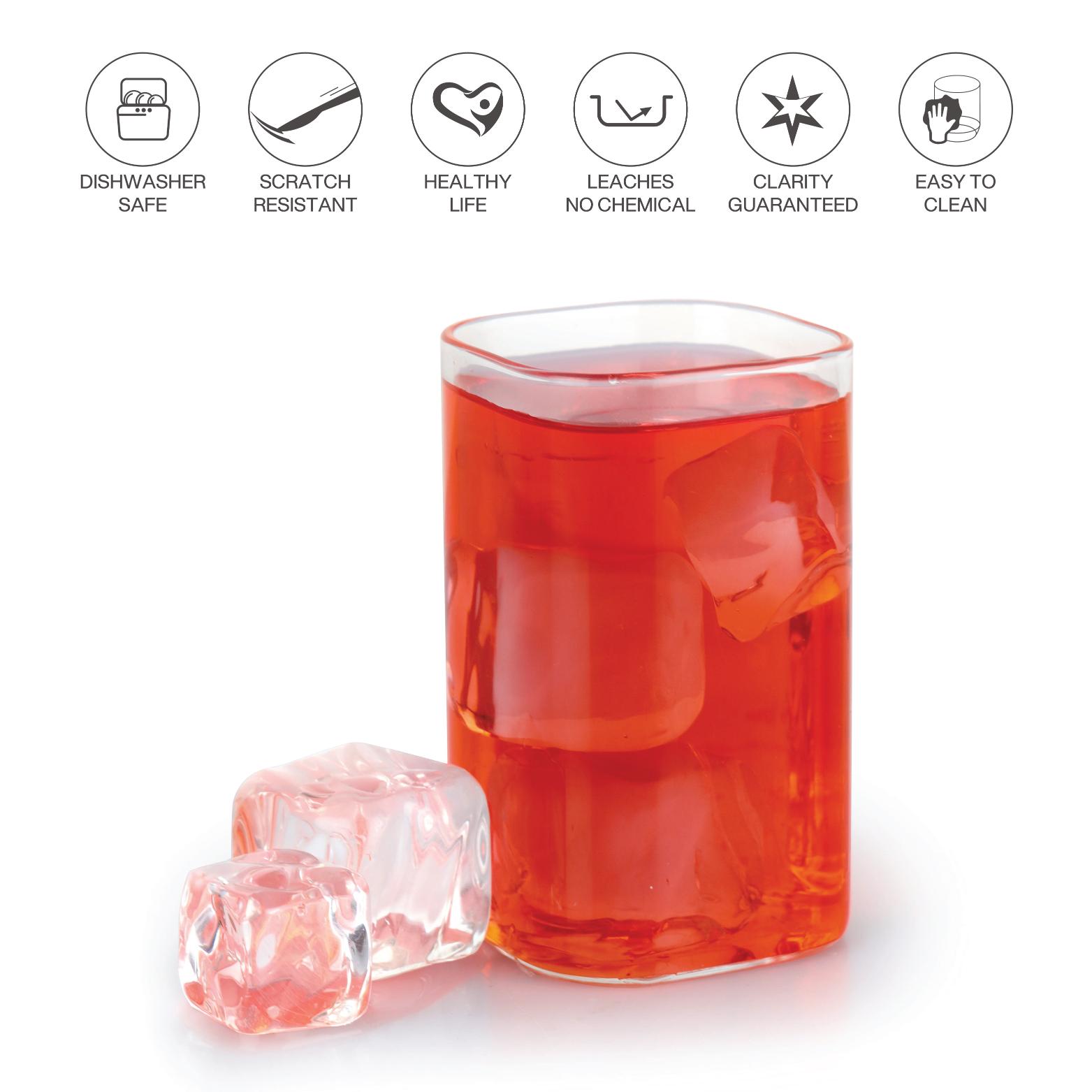 Roma Square 280ml Borosilicate Tumbler 6pcs Set 6 Pcs