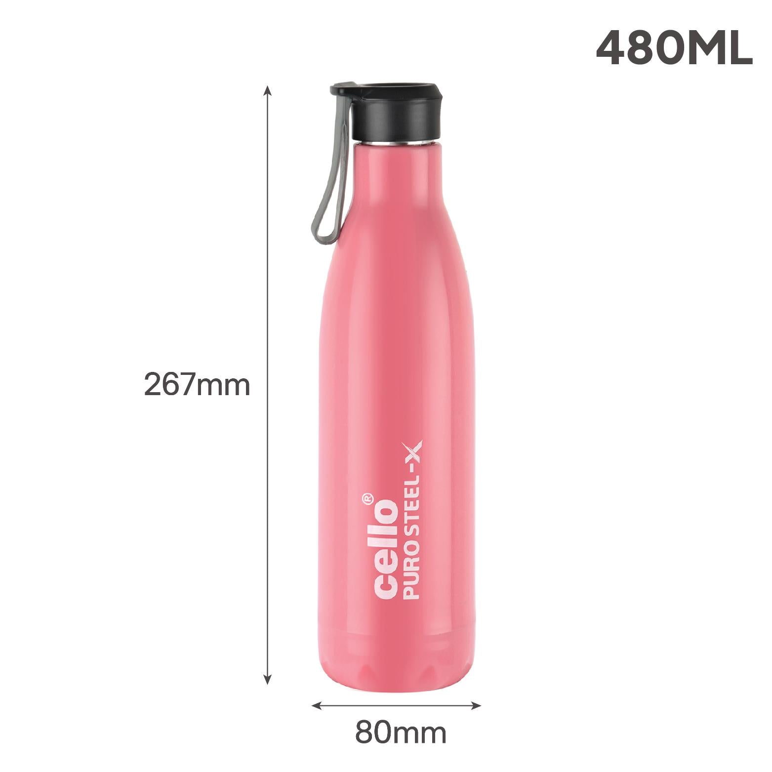 Puro Steel-X Neo 600 Insulated Water Bottle Pink / 480 ml