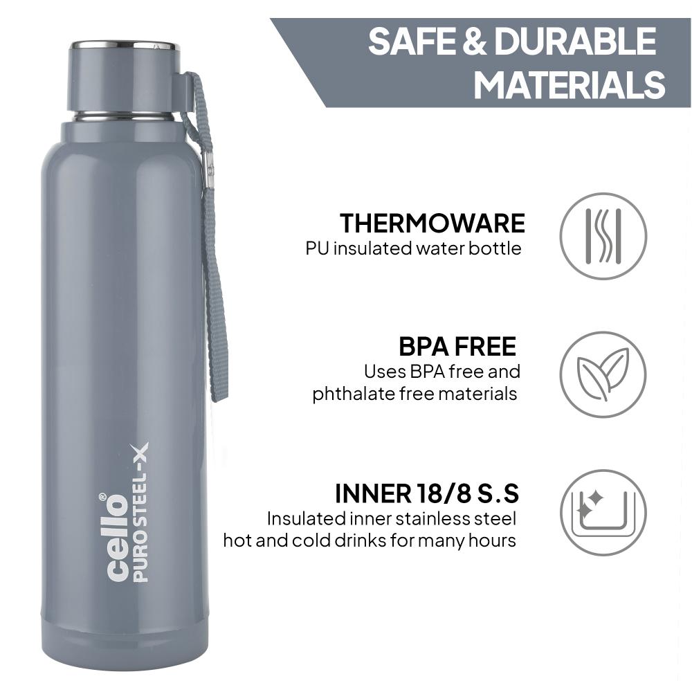 Puro Steel X Benz 900 Insulated bottle, 650 ml Grey / 650 ml