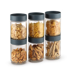 Modustack Glassy Storage Jar Grey / 1.5 Litre x 6