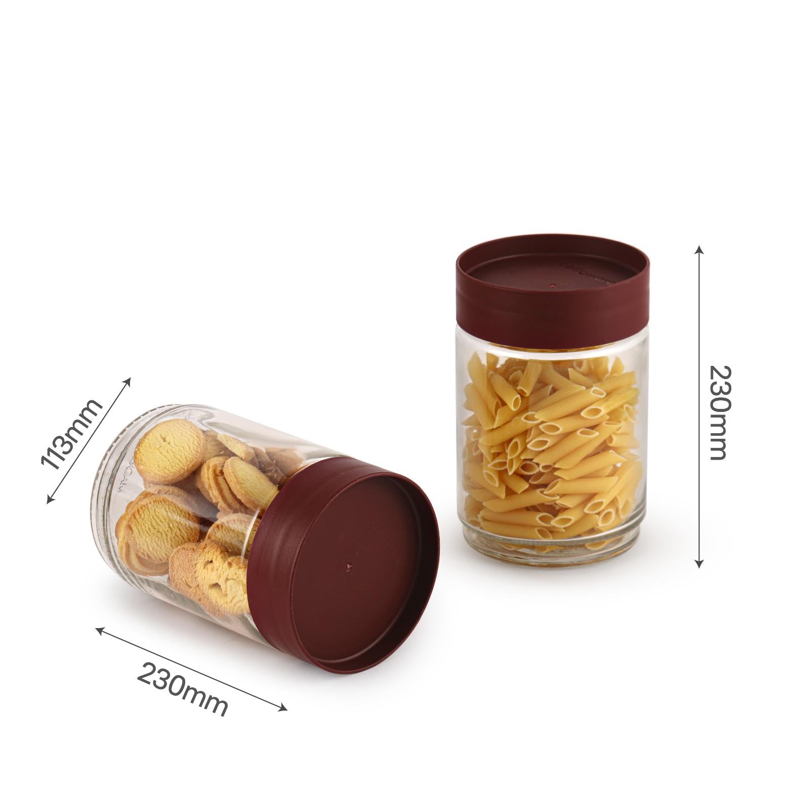 Modustack Glassy Storage Jar Maroon / 1.5 Litre x 6