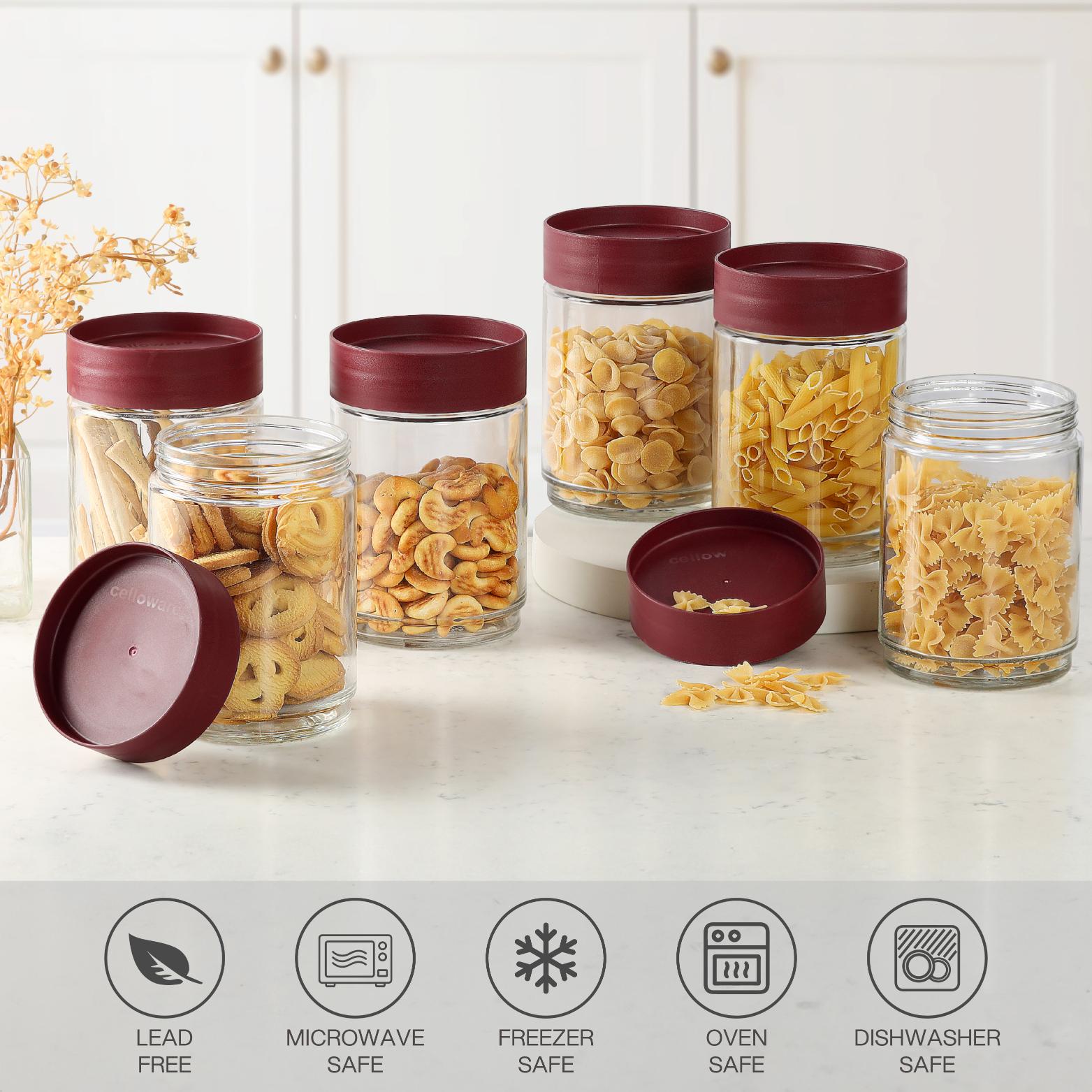 Modustack Glassy Storage Jar Maroon / 1.5 Litre x 6