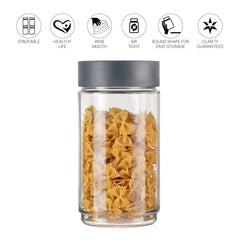 Modustack Glassy Storage Jar Grey / 2 Litre x 6