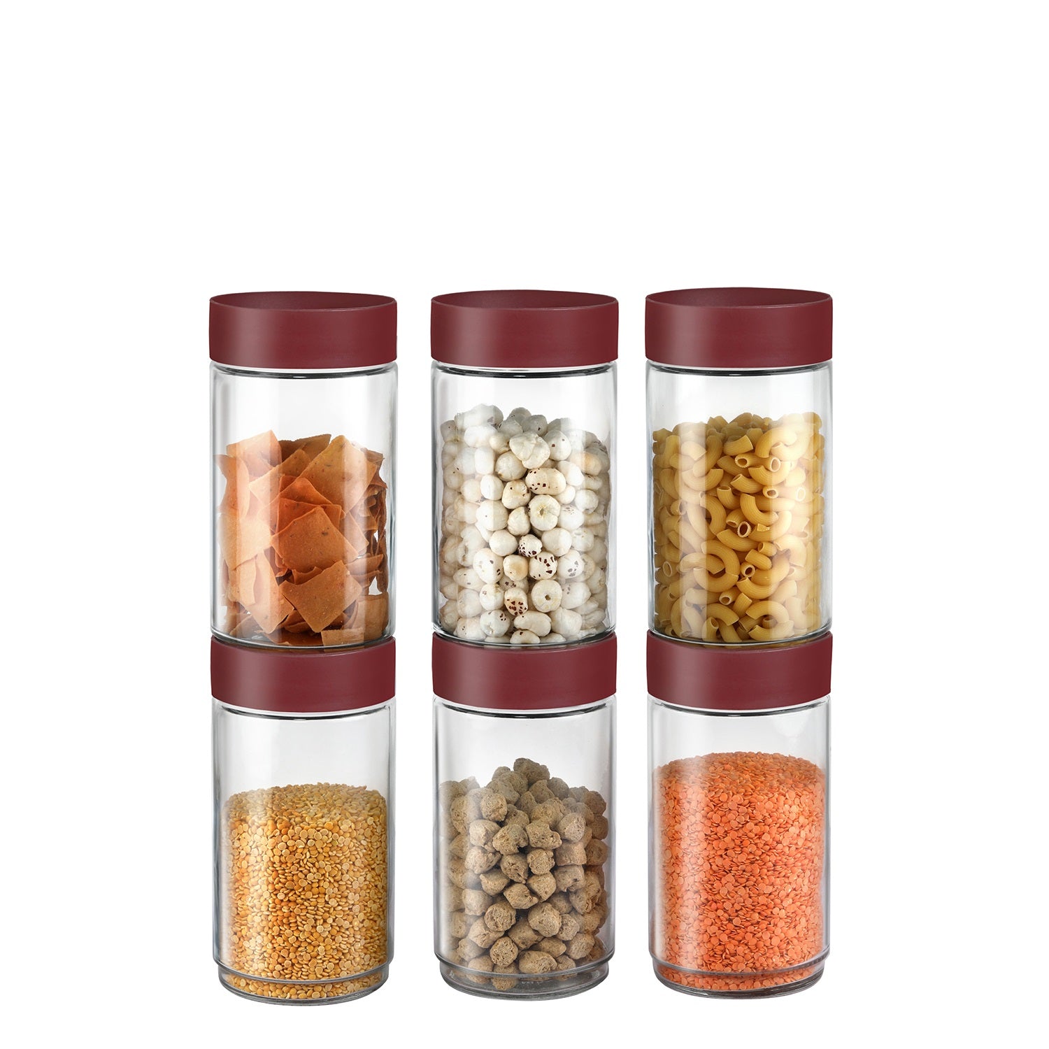 Modustack Glassy Storage Jar Maroon / 2 Litre x 6