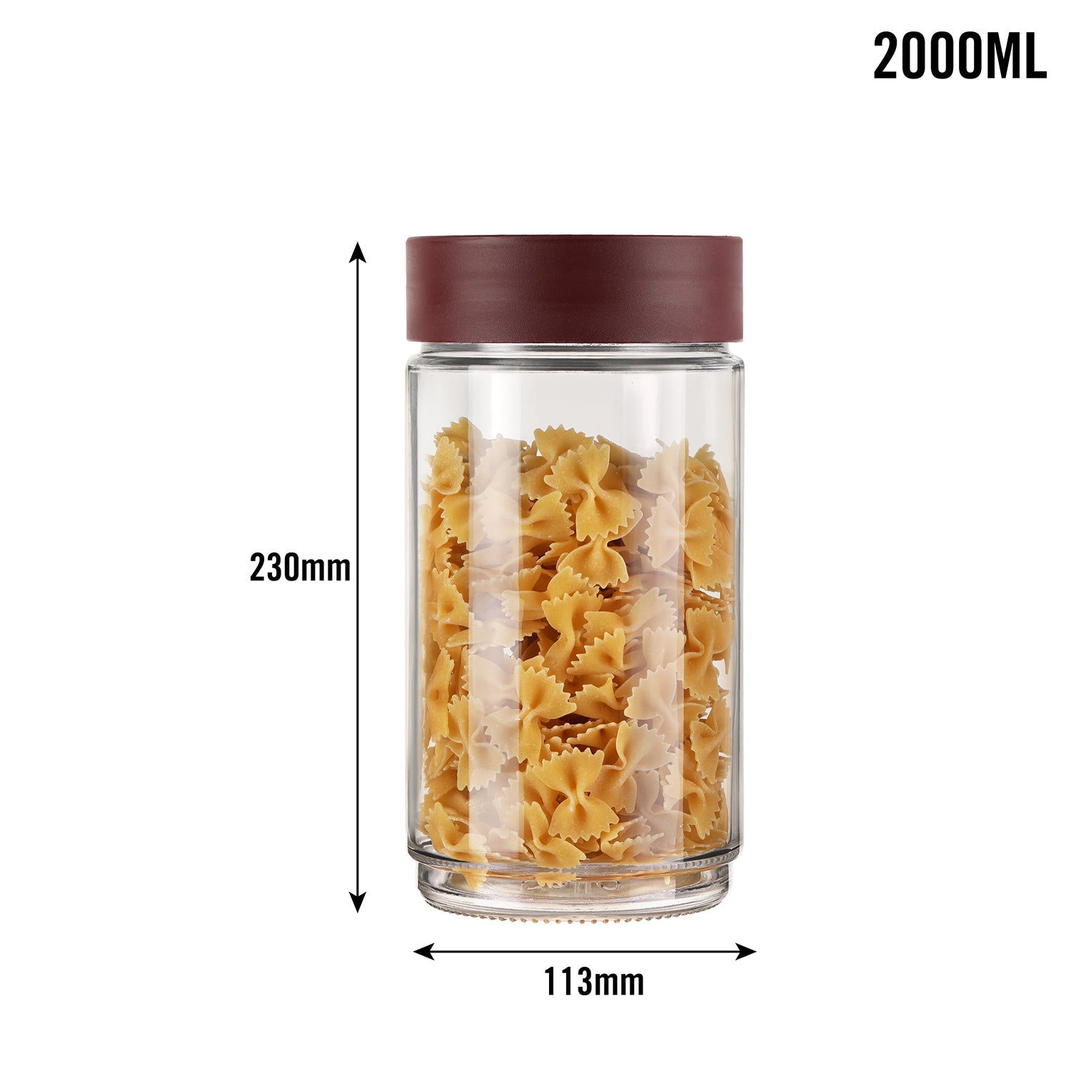 Modustack Glassy Storage Jar Maroon / 2 Litre x 6