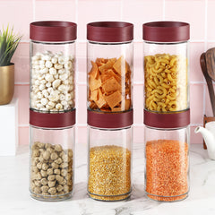 Modustack Glassy Storage Jar Maroon / 2 Litre x 6