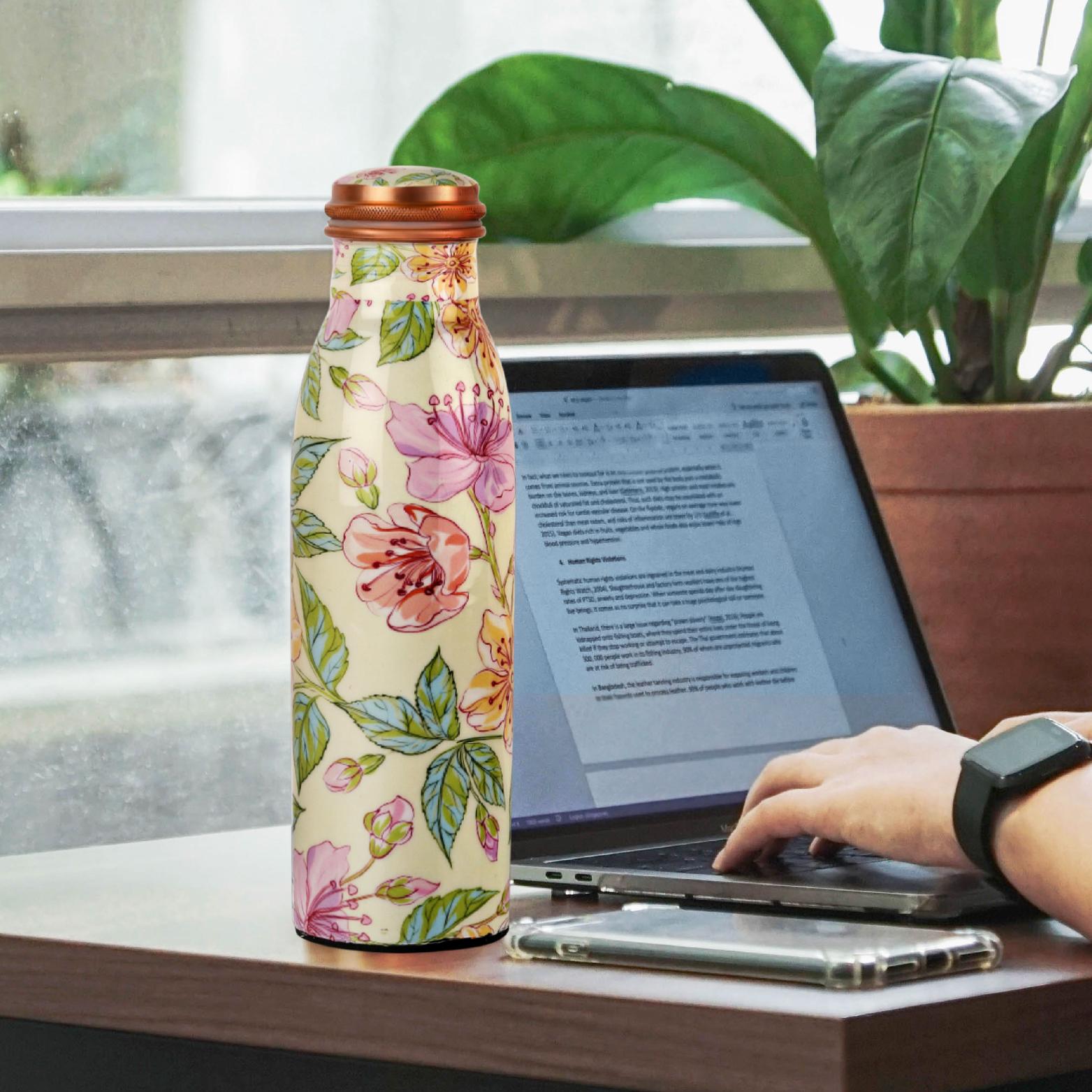 Cop- Pura Good Earth Copper Bottle,1000 ml Flora / 1000 ml