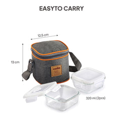 Royale Borosilicate Glass Lunch Boxes, Set of 2, Vertical Jacket Square