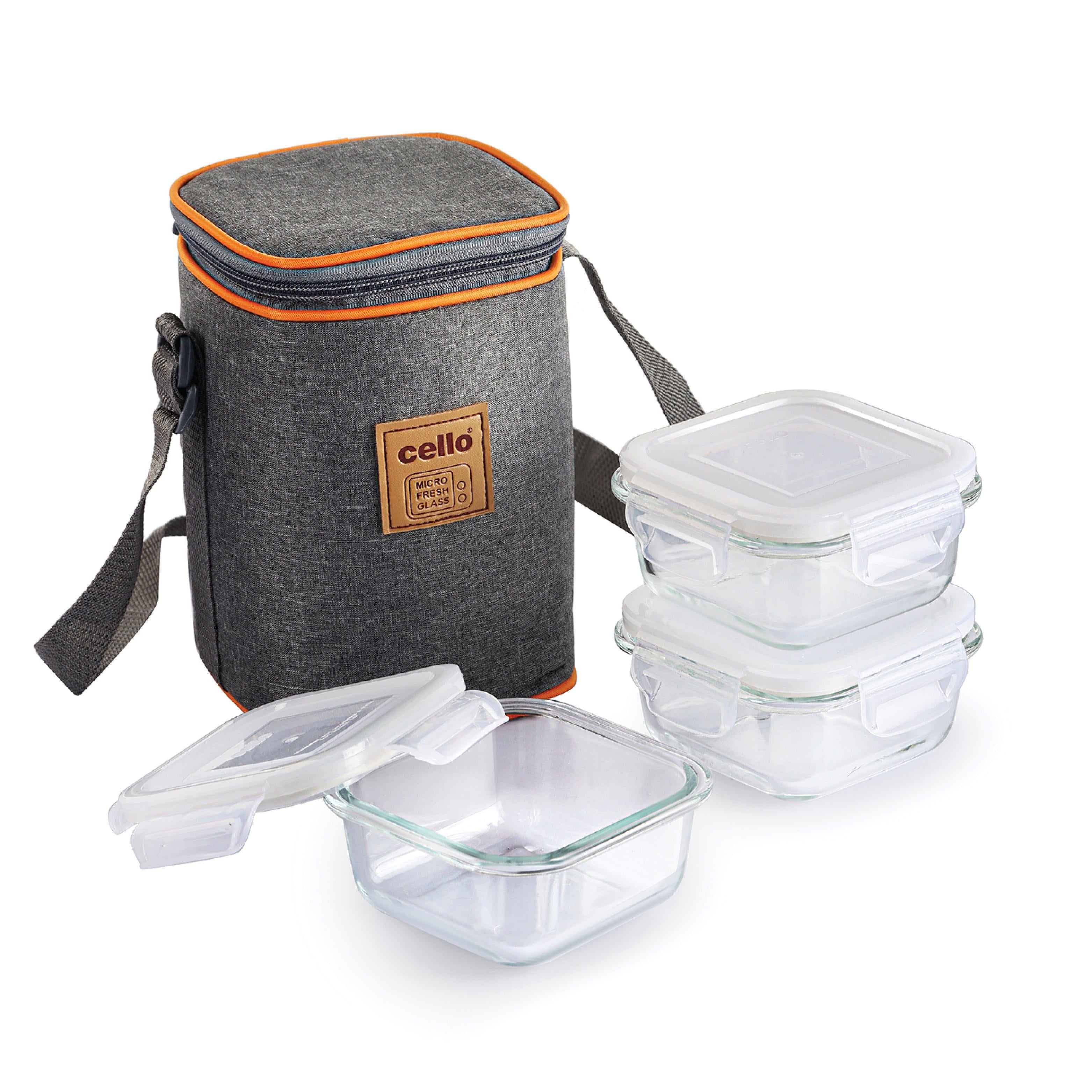 Royale Borosilicate Glass Lunch Boxes, Set of 3 Square