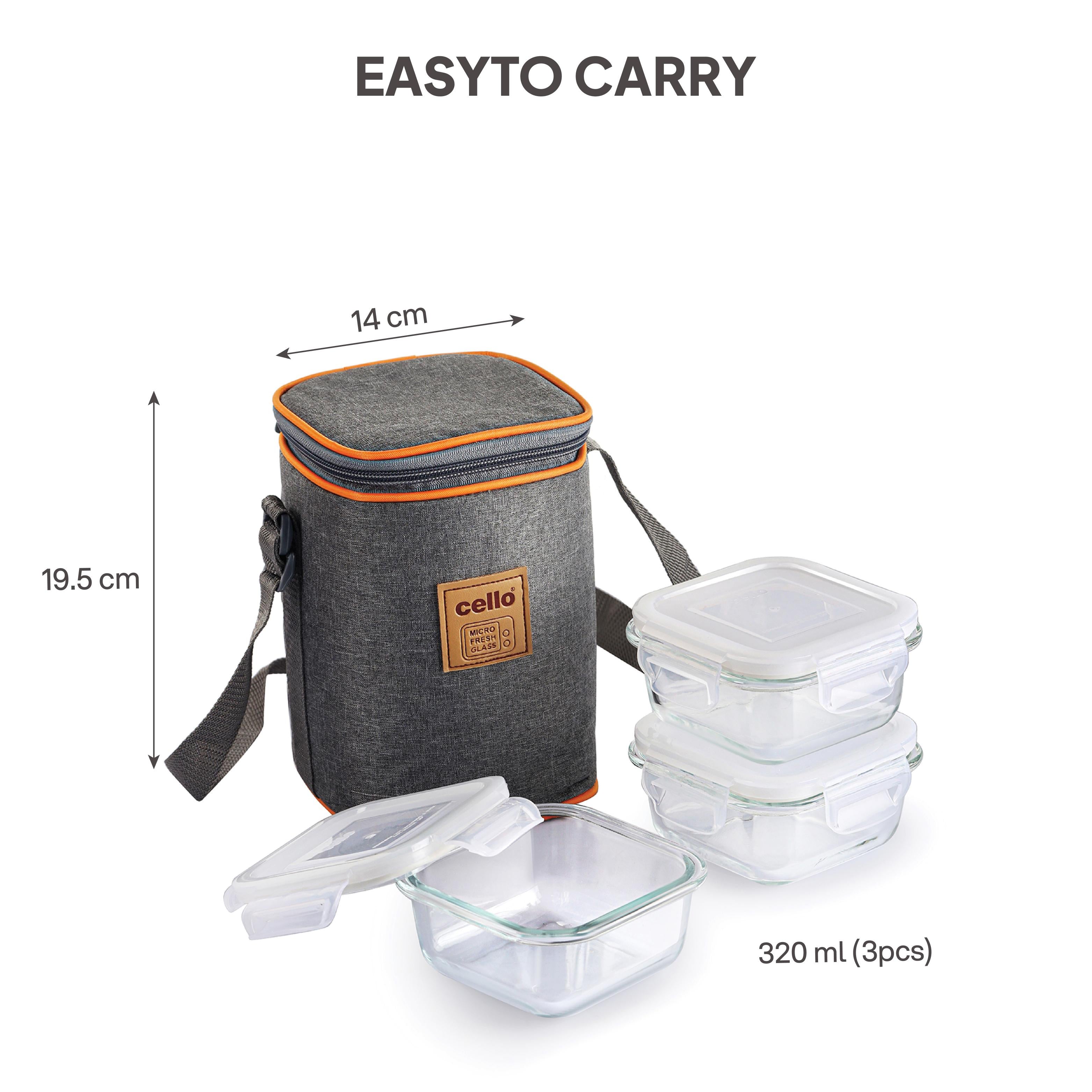 Royale Borosilicate Glass Lunch Boxes, Set of 3 Square