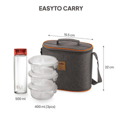 Royale Borosilicate Glass Lunch Boxes, Set of 4 Set of 4 (with glass bottle)