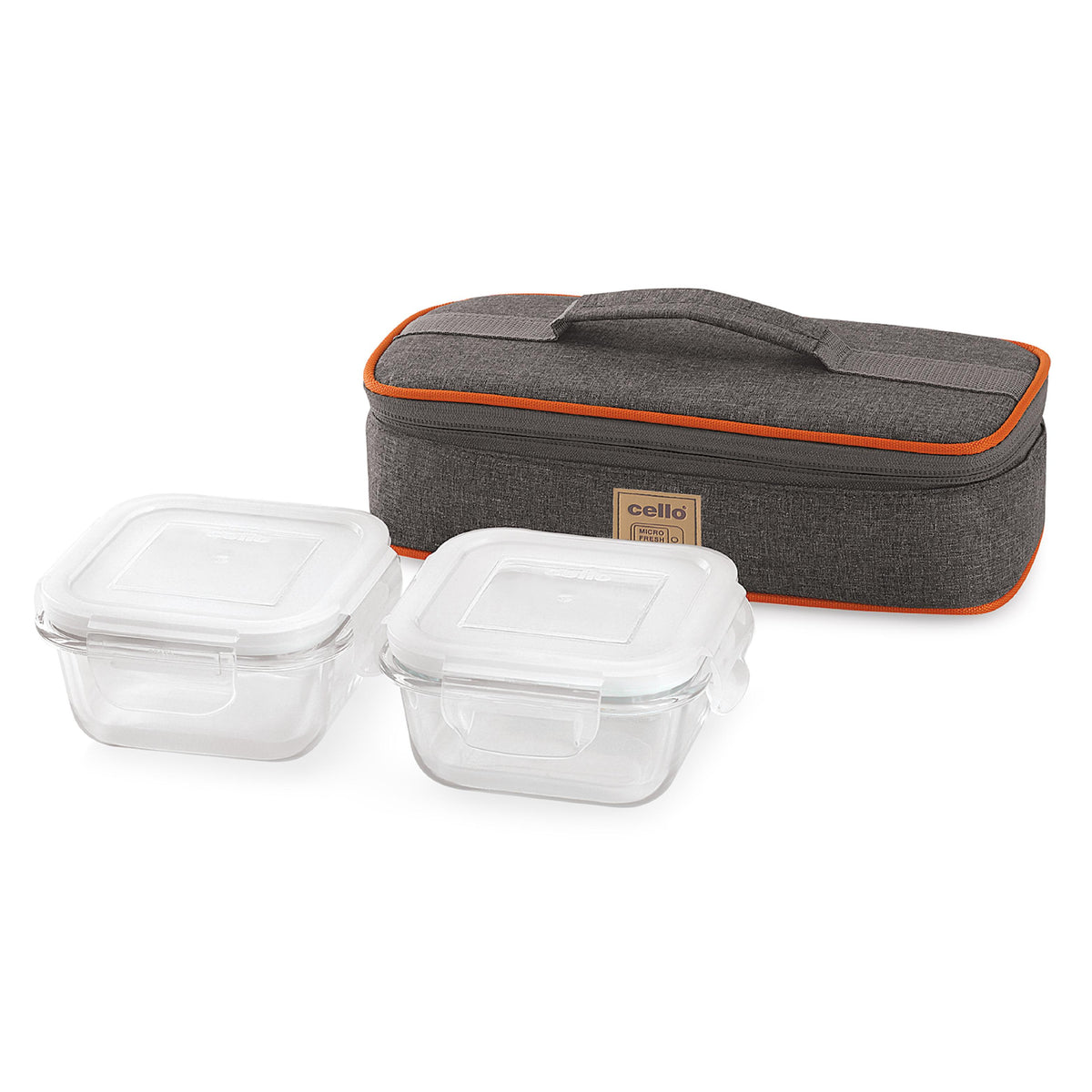Royale Borosilicate Glass Lunch Boxes, Set of 2, Horizontal Jacket Square