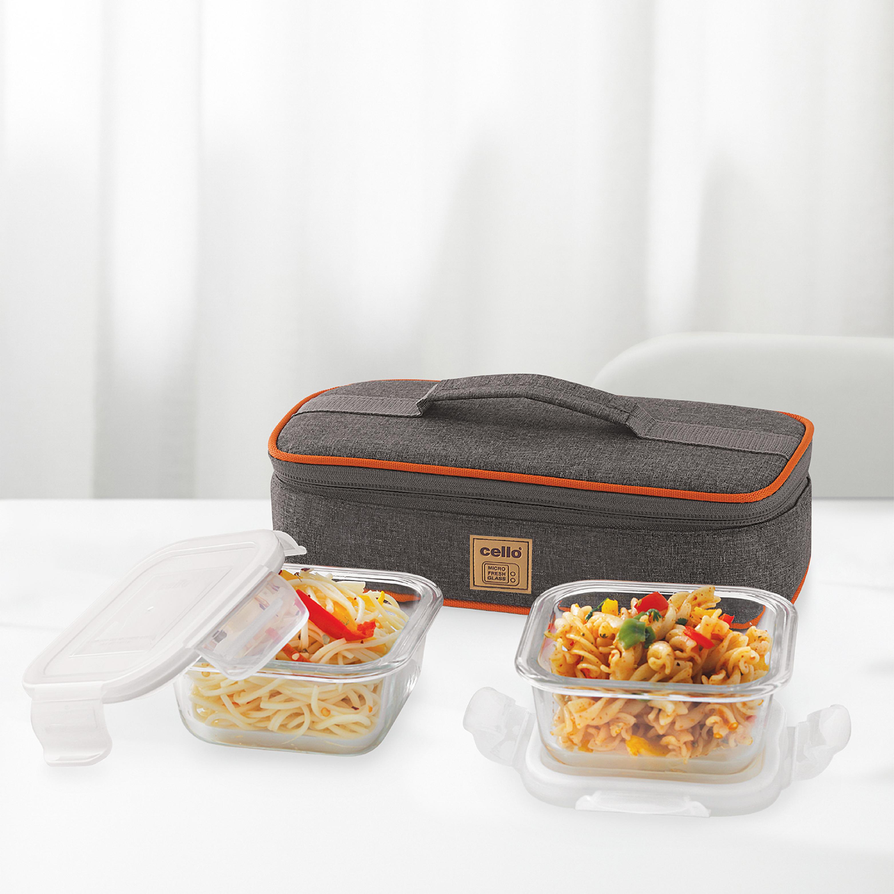Royale Borosilicate Glass Lunch Boxes, Set of 2, Horizontal Jacket Square