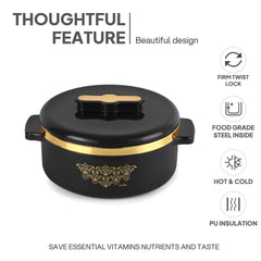 Exotic Insulated Casserole Black / 3 Pc Set (500ml, 1000ml, 1500ML)