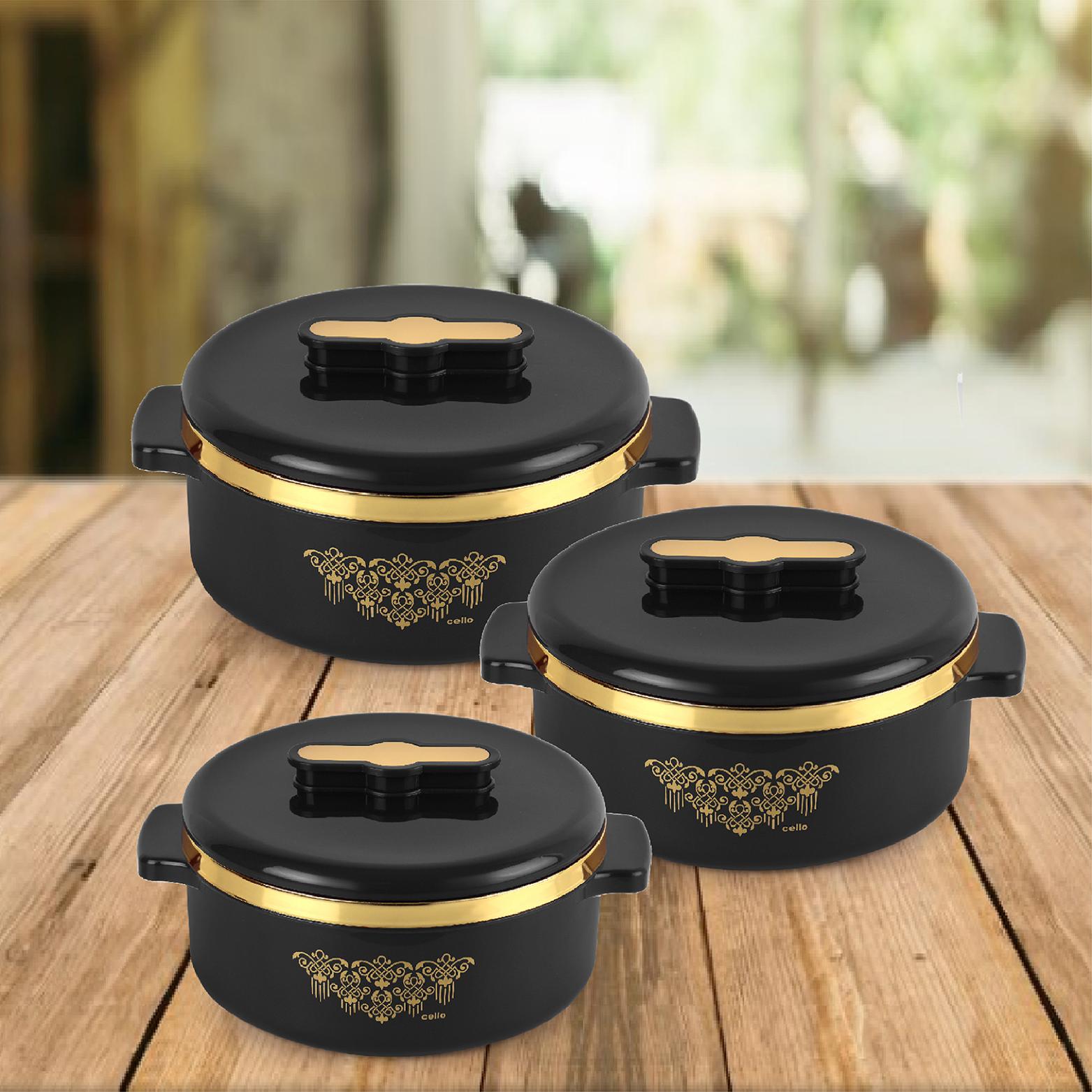 Exotic Insulated Casserole Black / 3 Pc Set (500ml, 1000ml, 1500ML)