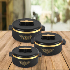 Exotic Insulated Casserole Black / 3 Pc Set (500ml, 1000ml, 1500ML)
