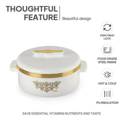 Exotic Insulated Casserole White / 3 Pc Set (500ml, 1000ml, 1500ML)